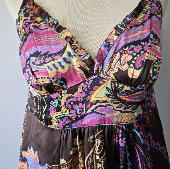 Hinge 100% Silk Vibrant Floral Maxi Dress. Size Small - Picture 3 of 11